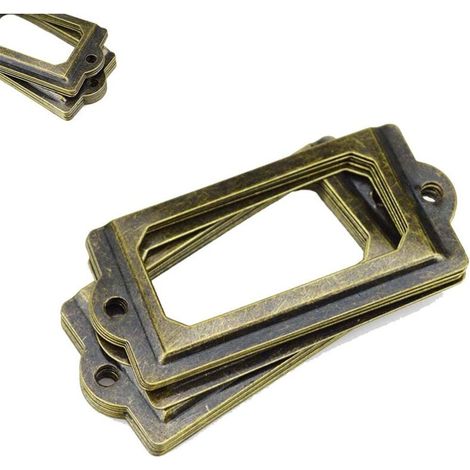 Cadre d'étiquette Porte-étiquette en métal Cadre d'étiquette en bronze Porte-étiquette vintage étiquettes de cadre d'armoire Porte-cadre de carte avec