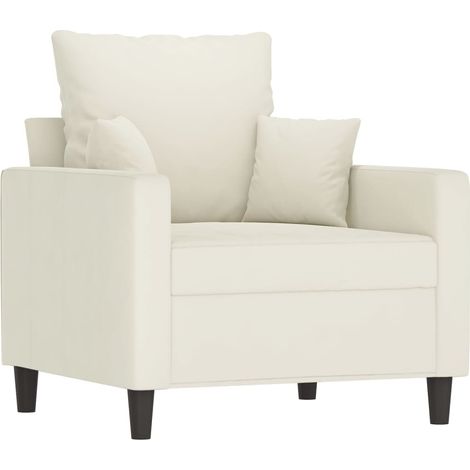 Fauteuil de Salon，Chaise，Fauteuil Crème 60 cm Velours CFW166531 (1/5)