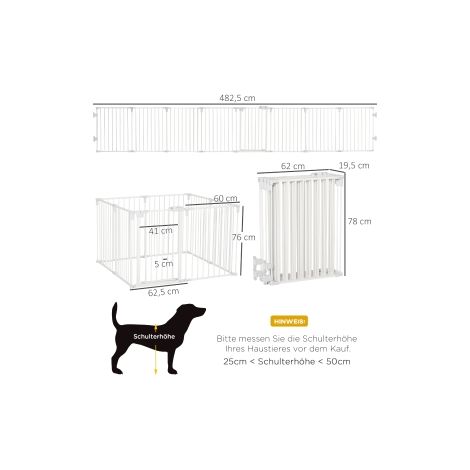Parc pour chiot blanc à 8 panneaux de 60 x 76 cm avec porte, structure pliable et configuration modulable pour maison (1/5)