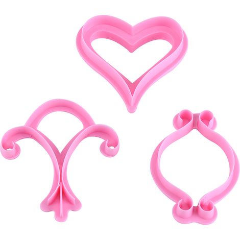 Lot de 12 emporte-pièce rose en plastique alimentaire pour décoration gâteau cupcake pâtisserie fondant chocolat (1/5)