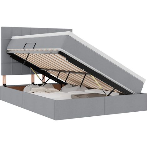 Maison Exclusive - Aufbewahrungsbett mit Matratze Hellgrau 140 x