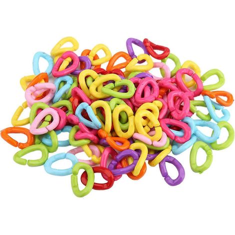 100 pièces de pinces en forme de C en plastique pour oiseaux, crochets et maillons de chaîne pour jouets perroquets à faire soi-même, couleurs assorties (1/3)