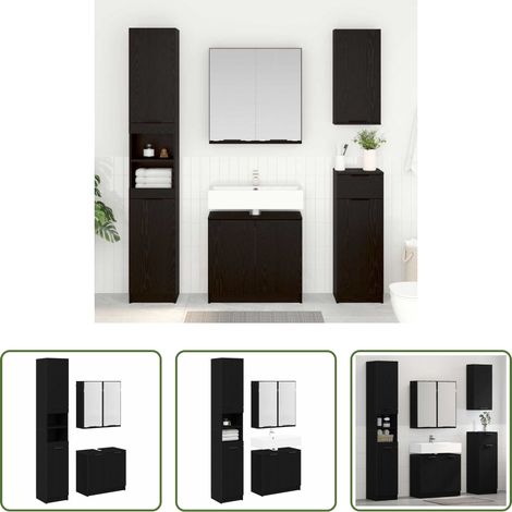 Holzwerkstoff Schrank - Badezimmerschrank-Set 3 Stück Schwarz Eichen-Optik Holzwerkstoff (1/5)