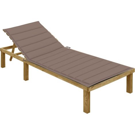 Sonnenliege mit Taupe Auflage Imprägniertes Kiefernholz