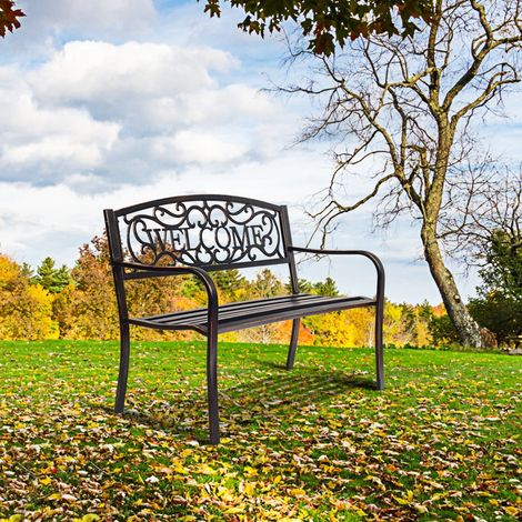 Banc de Jardin de Style Ancien Mobilier avec Cadre Métallique pour l'Intérieur et l'Extérieur 127 x 63,5 x 89 cm Cuivré Maison Chic (1/4)