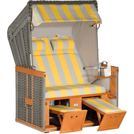 Sonnenpartner Konsul 2-Sitzer Strandkorb Halbliegemodell onix/hellgrau/gelb (1/3)