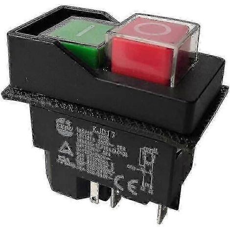 Interrupteur à bouton-poussoir électromagnétique, 220 V CA, 5 broches, protection contre les coupures de courant et les sous-tensions, réarmement manuel, pour outils de jardin et machines-outils KJD17 (1/5)