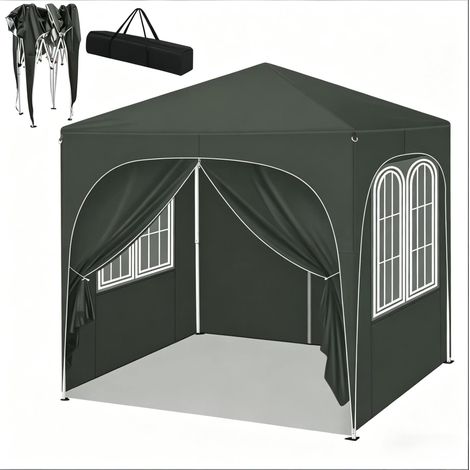 Tonnelle pliante 2x2 m imperméable anti-UV, 4 côtés amovibles, hauteur réglable 232/236/240 cm, pour 6 à 10 personnes - CHICFURN (1/5)