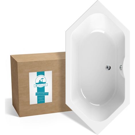Calmwaters® Sechseck Badewanne 190x90 cm, Acrylwanne Exclusive, Duo-Badewanne für zwei Personen, Maße 190 x 90 cm, Duobadewanne als Sechseckwanne, Duowanne in Weiß, 02SL3338 (1/5)