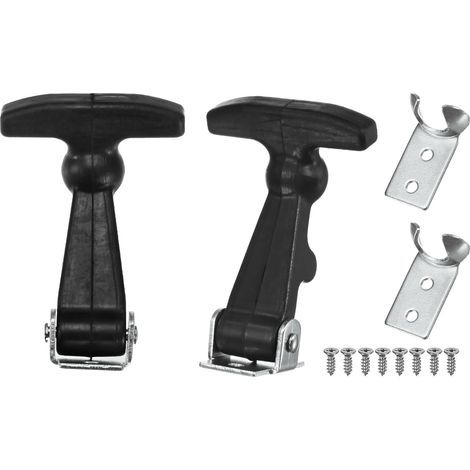 2-Pack Verrou A Capot Elastique En Caoutchouc, 2" Loquets Souples A Poignee En T Avec Supports Et Vis Pour Boite A Outils/Camping-Cars/Moteur De Vehicule/Capot [Noir Argent] (1/5)