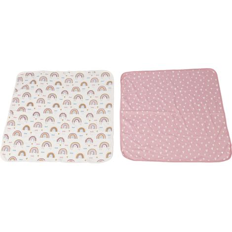 Lot de 2 couvertures bébé en coton doux respirant multiusage pour nouveau-né, motif arc-en-ciel, famille. (1/5)
