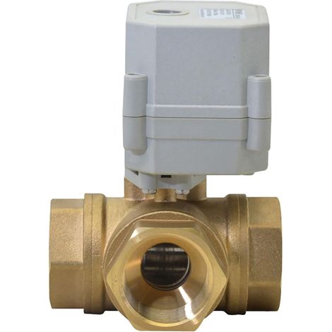 1 Vanne à bille motorisée 3 voies DN20, Laiton 9-24V AC/DC, IP67 pour HVAC et eau (1/5)