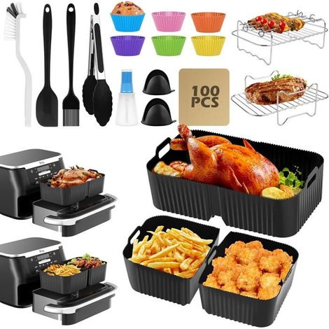 Accessoires Pour Air Fryer Cosori Air Fryer 10L Ninja 10.4L,Moule Air Fryer Pour Airfryer Ninja,Sans Bpa,Réutilisable Et Approuvé
