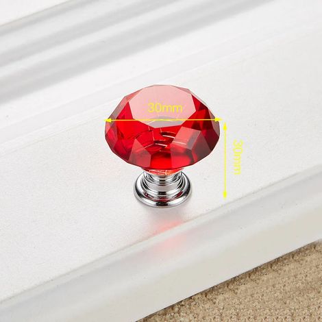 Cinq boutons en cristal en forme de diamant, poignées de placard et quincaillerie pour meubles.