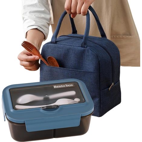 Lunch Box,Bento Lunch Box avec Compartiments,Bento Lunch Box Enfant Adulte Boîte,Anti-Fuite Lunchbox avec Couverts,Lunch Box Compartimentée Enfant,Boîte à Déjeuner pour Enfant Adulte (1/5)