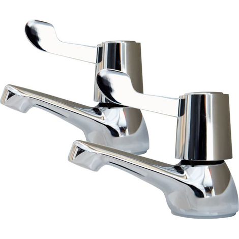 AKW Lever Handle Bath Taps Pair - Chrome