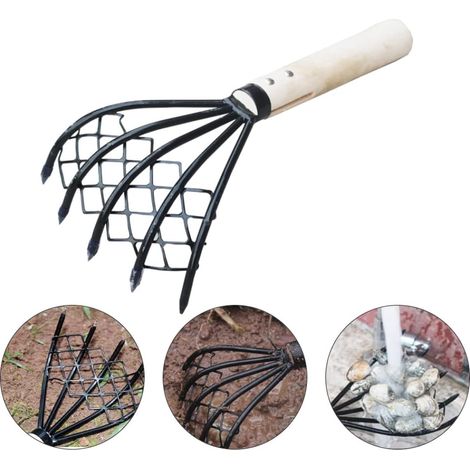 Mini Râteau De Jardin - Ventilateur À Main - Râteau À Feuilles - Râteau À Arbustes - Petite Poignée - Râteau À Palourde Avec Filet À 5 (1/5)