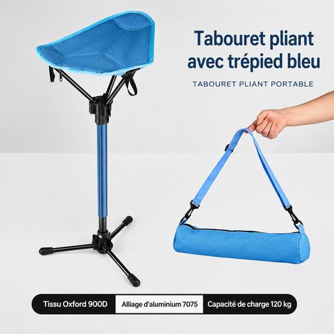 Tabouret trépied pliant télescopique portable en alliage d'aluminium bleu avec sangle d'épaule bleu réf 8237 33 × 28 × 79 cm 580 g – Livraison gratuite
