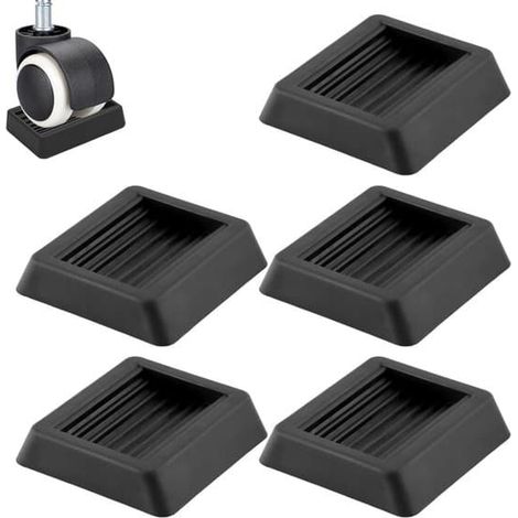 Lot de 5 couvre-roulettes pour fauteuils pivotants - Noir - Couvre-roulettes antidérapants en caoutchouc - Protections pour meubles - Noir - Lot de 5