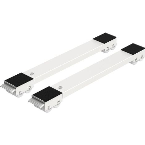 Lot de 2 chariots mobiles CHOYCLIT pour électroménager - support sous châssis pour machine à laver, frigo, sèche-linge ou congélateur, capacité 300 kg, 24 galets avec frein, blanc (1/5)