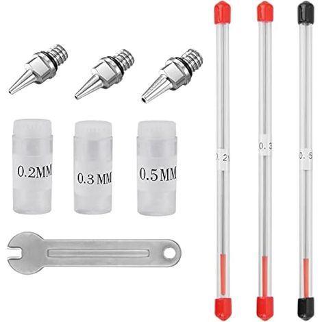 7 Pcs Kit Pistolet Pulvérisateur Aérographe Buse et Aiguille de Pulvérisation 0.2mm/0.3mm/0.5mm avec Clé pour Aérographe Peinture Fine Art Décoration de Gateaux Tatouage à l’Aérographe (1/5)