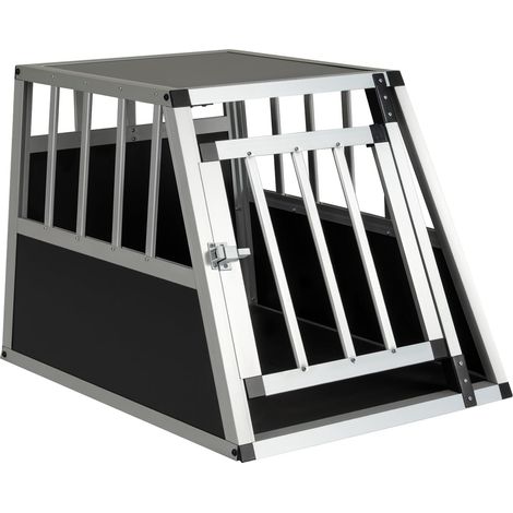 Hunde-Reisebox mit abschließbarer Tür und Trennwand, 69,5 x 54 x 50,5 cm