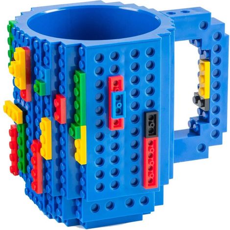 Bausteinbecher - Backstein-Kaffeebecher - Baustellen-Backsteinbecher - 350 ml Kaffeebecher (Blau)
