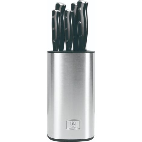 LAGUIOLE CUISSON - Bloc de 5 couteaux en acier noir - "Gleam"