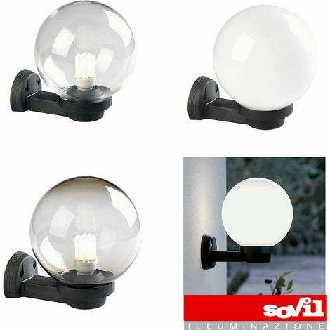 Applique sfera chiara Ø 20 cm E27 linea globo nero (1/4)