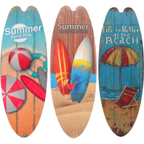 Tavole surf legno decorative parete set 3 pezzi 45x16 cm (1/5)