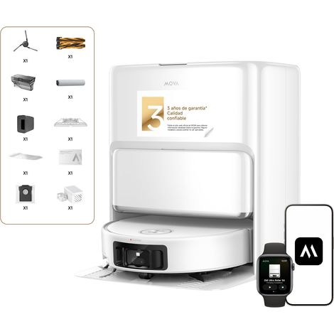 Mova Z60 Ultra Roller Standalone, Robot Aspirador 26.000Pa de succión y Sistema de fregado HydroForce, tecnología MaxiReach, Radar elevable FlexScope, tecnología AutoShield, Triple Mecanismo