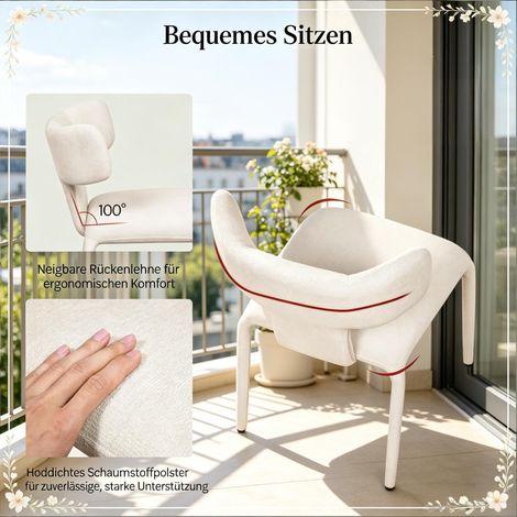 Fauteuils de bureau à dossier courbé, chaises de salon élégantes, sièges de cuisine esthétiques, chaises longues (2 pièces chaises de salle à manger) (1/4)