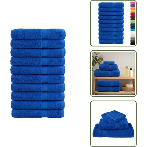 Asciugamani per uso commerciale - vidaXL Asciugamani Premium SOLUND 10 pz Blu 100x200 cm 600 g/m² - Asciugamani per mare