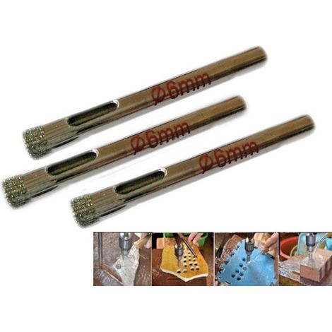KIT 3 FRESA A TAZZA DIAMANTATA Ø 6 mm PER VETRO, MARMO, CERAMICA E VETRORESINA