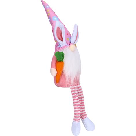 Poupée naine, lapin en tissu, elfe, gnome, ornements, longues jambes, décoration de table pour salon, rose (1/5)