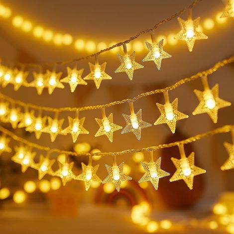 Luminaires solaires — Guirlande lumineuse étoiles — 12 m, 100 LED — 8 modes — Idéal pour le camping et la décoration de jardin (1/2)