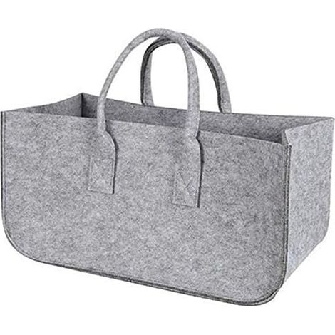 Sollbry Bolsa de fieltro para chimenea, cesta para leña, cesta plegable de fieltro gris (45 x 20 x 30 cm) (1/3)