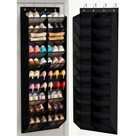 LEDANDER Organisateur de chaussures en tissu respirant à suspendre à une porte, 20 poches - Porte-chaussures mural pour entrée de placard (1/5)