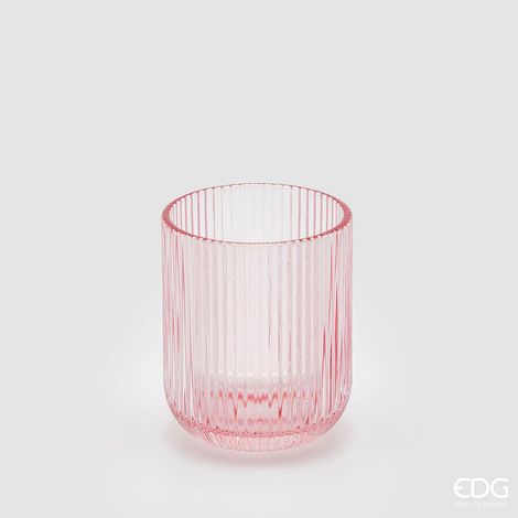 EDG Enzo De Gasperi Bicchiere Righe Tumbler H 9 Cm D 7 Cm 4 Pz Pink