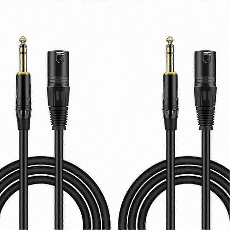 Lot de 2 câbles mâles 6,35 mm (1/4") vers XLR mâles compatibles avec les connexions microphone et haut-parleur SI (WHBYV) (1/4)