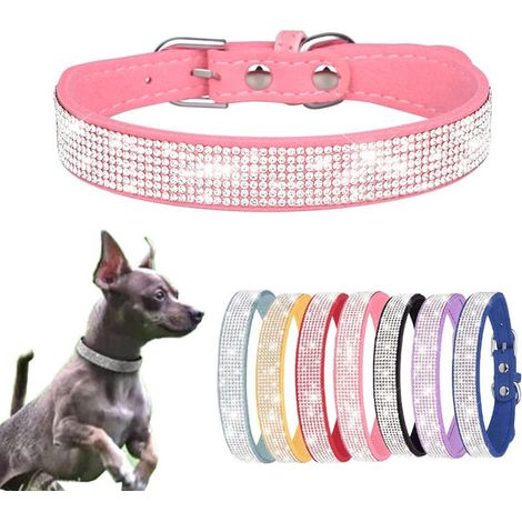 Collier pour chiot, strass étincelants, magnifiques paillettes de cristal, joli collier bijou pour chiot, rose approprié, taille S. (1/5)