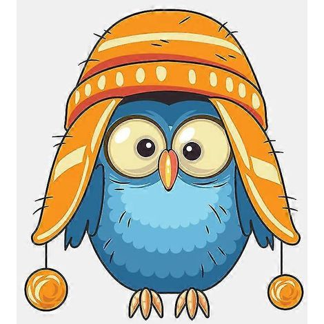 Autocollant hibou mignon en velours avec chapeau pour voiture ou ordinateur portable, accessoires en vinyle PVC KK 13 cm x 12 cm, imperméable pour pare-brise de moto. (1/3)