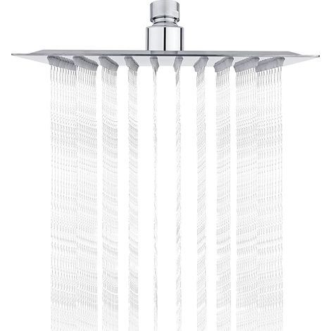 Pommeau douche carré 20 cm inox économie eau, pluie 1/2 rotatif 360 inclinable (1/5)