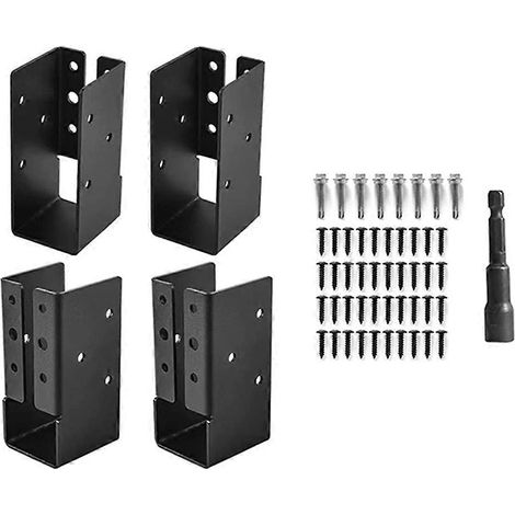 Supports de solives invisibles (4 pièces) pour poutres de 2x4 po, finition extérieure, brides invisibles, fixation invisible. (1/5)