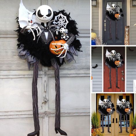Halloween-Außendekorationen, Halloween-Kränze, Halloween-Türkränze, Gruselige Hexen-Halloween-Dekorationen (1/4)