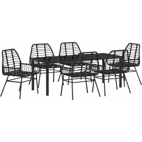 Maison Exclusive - Set da Pranzo per Giardino 7 pcs Nero polyrattan
