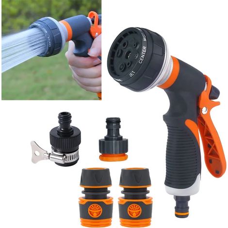 (F) Pistolet d'arrosage haute pression 8 modes, buse d'arrosage pour jardin, pelouse, arrosage automatique, pulvérisateur de nettoyage (1/4)