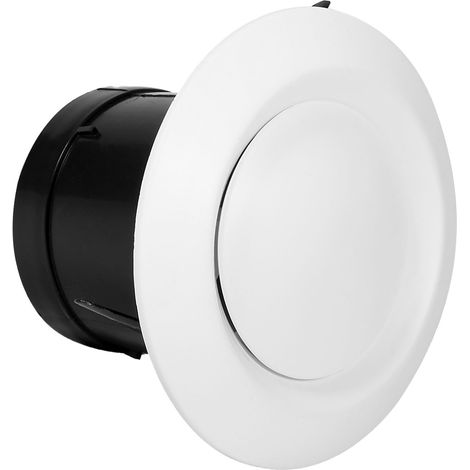 Bouche de ventilation plafond, diffuseur d'air extrait et soufflage, anémomètre, couvercle de gaine 75mm, acier, blanc, pour conduit VMC. (1/5)