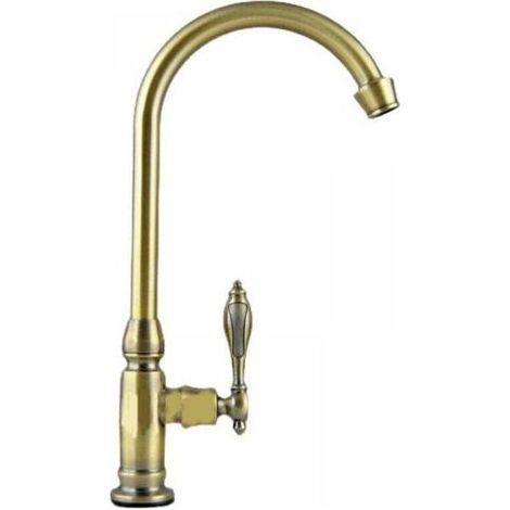 Mischbatterie – Gebürstetes Messing – Kaltwasser – Schwenkbar für Waschbecken und Spülbecken – Antikbronze – 1-teilig (1/5)