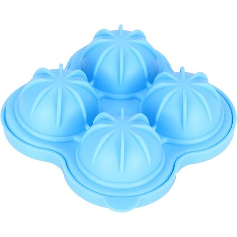 Silikon-Eiswürfelform mit 4 Löchern, runde hellblaue Eiswürfelform für Küche/Haushalt (1/5)